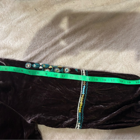 Double D Ranch Brown Velvet Blouse with Turquoise Embroidery - Picture 8 of 8